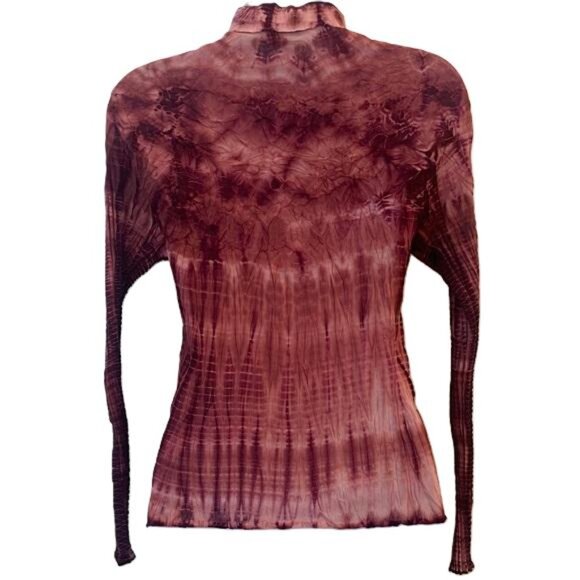 Fantazia Pink and Purple Tie-Dye Silk Blend Long Sleeve Lightweight Blouse, Med - Picture 5 of 5